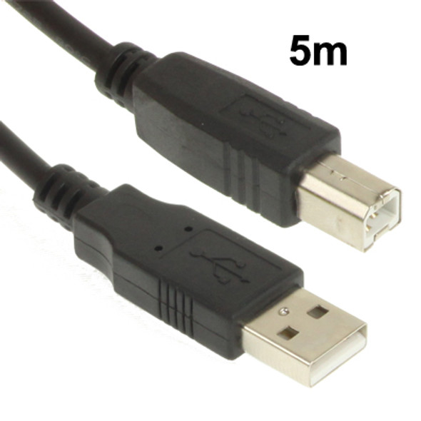 USB 2.0 Printer Extension AM to BM Cable, Length: 5m