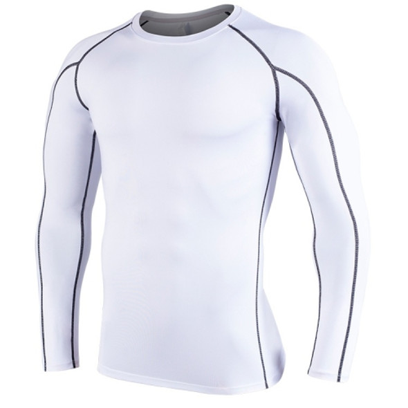 SIGETU Men Quick-drying Breathable Long-sleeved Sportswear (Color:White Size:XXXL)