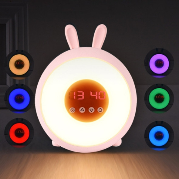 Creative Cartoon Rabbit Shape Digital LED Smart USB Charging Children Alarm Clock(Pink)