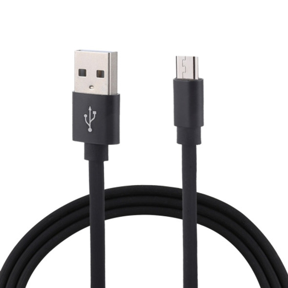 1m Flat Cord USB A to Micro USB Fast Charging Data Sync Charge Cable, For Galaxy, Huawei, Xiaomi, LG, HTC and Other Smart Phones (Black)