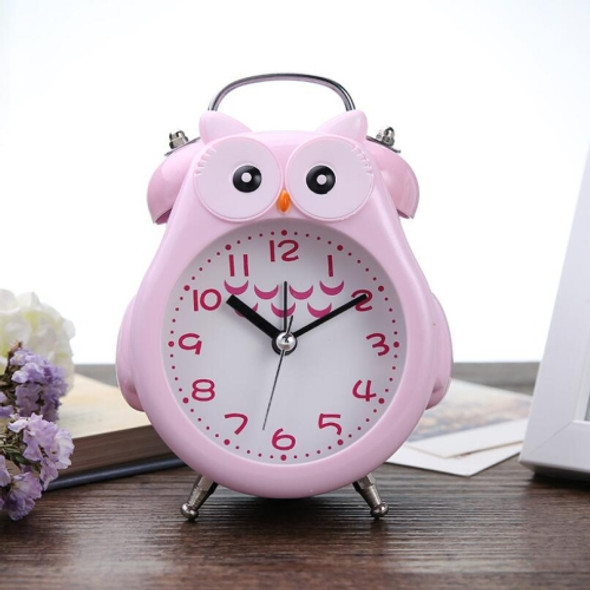 2 PCS Children Creative Cartoon Owl Super Ring Metal Bell Student Alarm Clock(Pink)