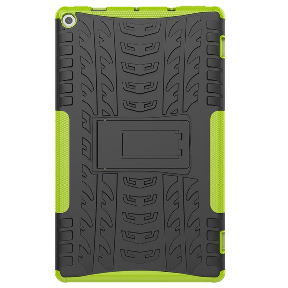 For Amazon Kindle Fire HD 10 2019 Tire Texture TPU + PC Shockproof Case with Holder(Green)