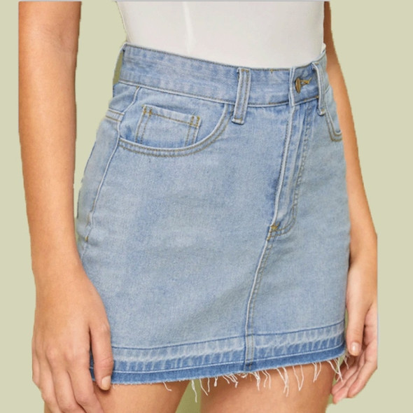 Denim Bag Hip Skirt (Baby Blue_L)