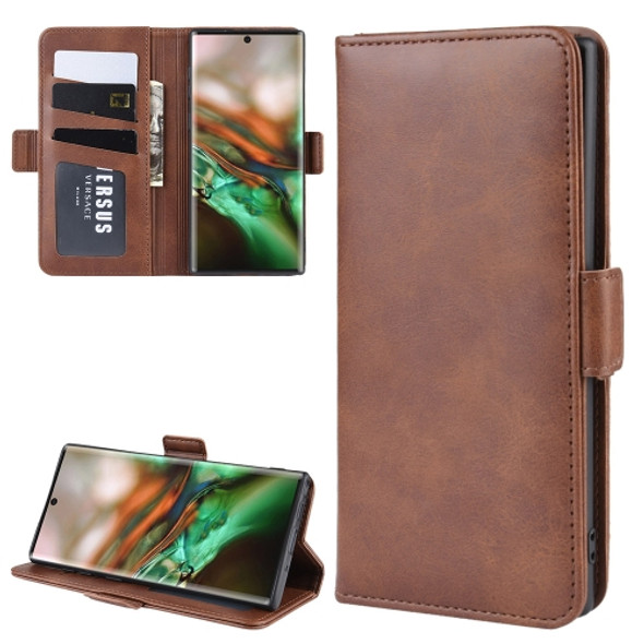 Dual-side Magnetic Buckle Horizontal Flip Leather Case for Galaxy Note 10, with Holder & Card Slots & Wallet & Photo Frame(Brown)