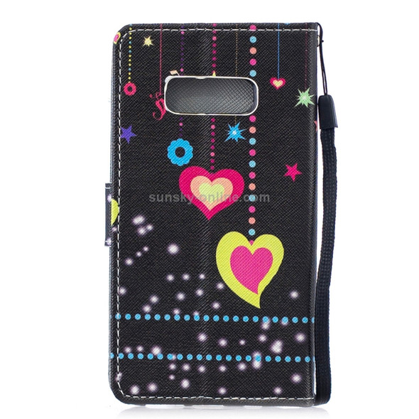 Colored Heart Pattern Horizontal Flip Leather Case for Galaxy S10e, with Holder & Card Slots & Wallet