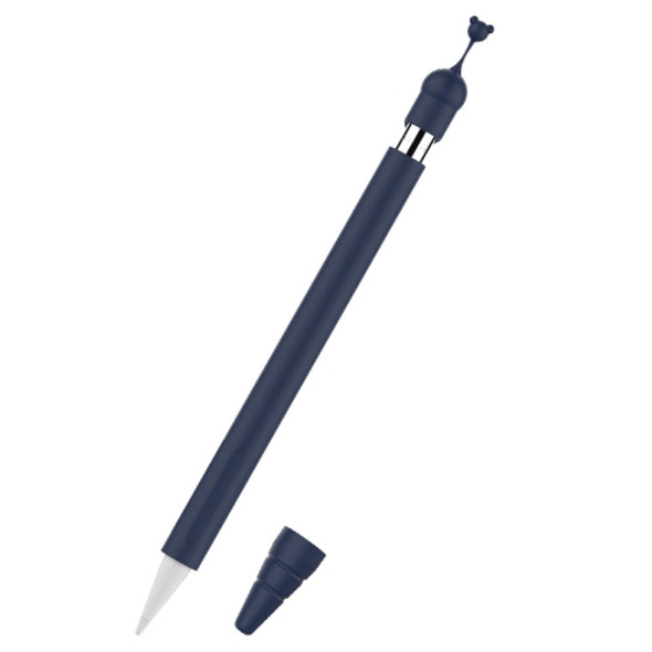 Anti-lost Cap Silicone Protective Cover for Apple Pencil 1(Dark Blue)