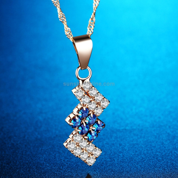 18k Gold Plated Irregular Geometry Crystal Pendant Necklace For Female, 43*13 mm(blue)