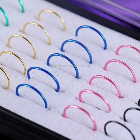 40 PCS Color Mixed titanium steel Fashion Nose Circle Rings, 0.35 US Size, Inner Diameter: 9 mm, Perimeter: 28 mm(Colour)