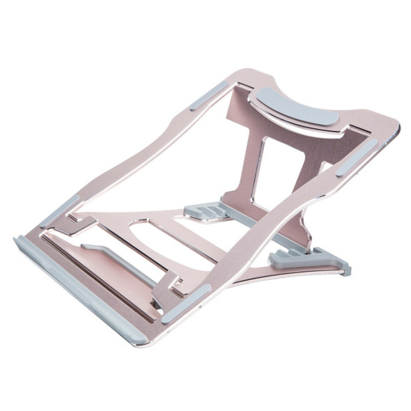 Aluminum Alloy Cooling Holder Desktop Portable Simple Laptop Bracket, Six-stage Support, Size: 21x26cm (Rose Gold)