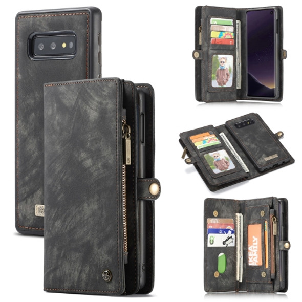 CaseMe Detachable Multifunctional Horizontal Flip Leather Case for Galaxy S10e, with Card Slot & Holder & Zipper Wallet & Photo Frame(Black)