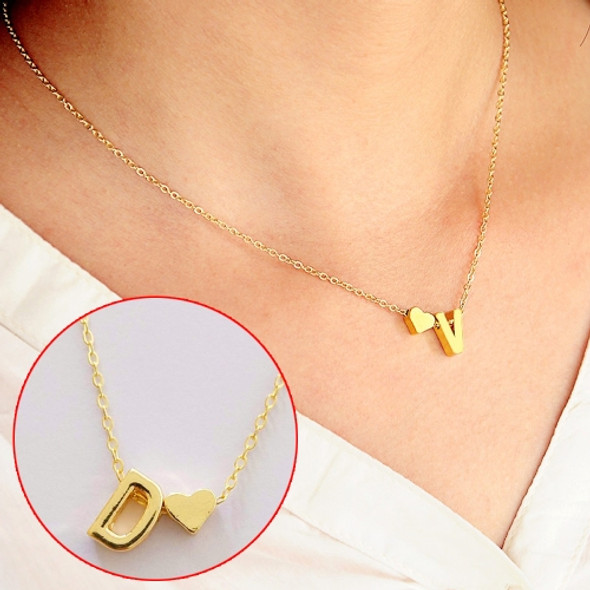 Fashion Tiny Dainty Heart Initial Necklace Personalized Letter D Name Necklace(Gold)