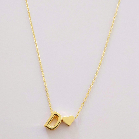 Fashion Tiny Dainty Heart Initial Necklace Personalized Letter D Name Necklace(Gold)