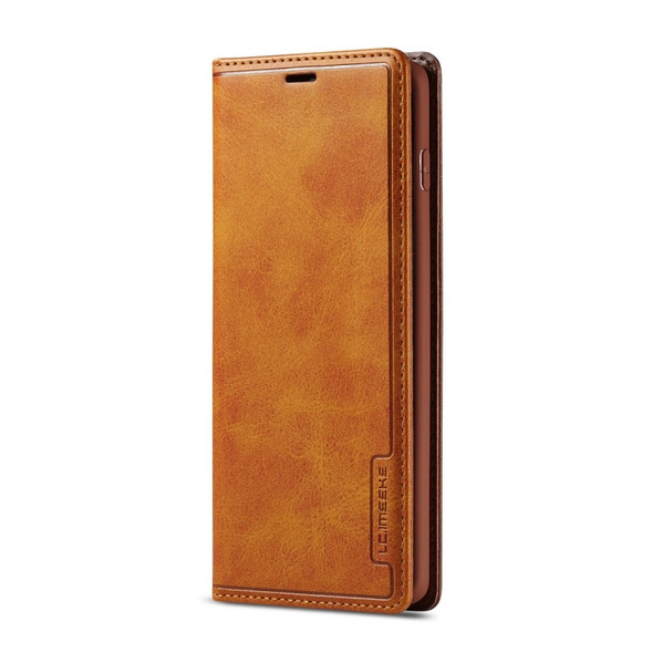For Galaxy S10e LC.IMEEKE LC-001 Series PU + TPU Color Matching Frosted Horizontal Flip Leather Case with Holder & Card Slot(Brown)