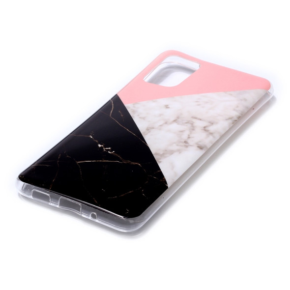 For Galaxy S20 Ultra Marble Pattern Soft TPU Protective Case(Pink Black Color Matching)