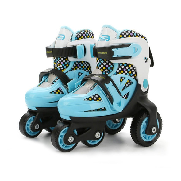 Adjustable Children Four-wheel Roller Skates Skating Shoes, Size : XS (Black)