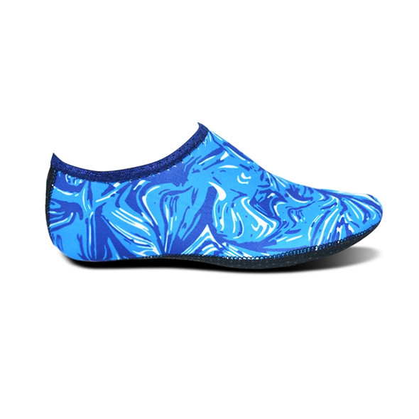 Non-slip Plastic Grain Texture Thick Cloth Sole Printing Diving Shoes and Socks, One Pair, Size:XXXS(Blue Figured)