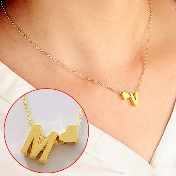 Fashion Tiny Dainty Heart Initial Necklace Personalized Letter Necklace, Letter M(Gold)