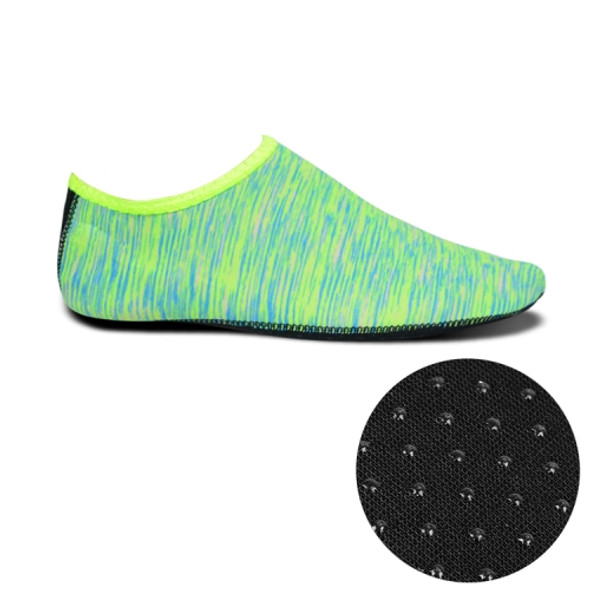 Non-slip Plastic Grain Texture Thick Cloth Sole Printing Diving Shoes and Socks, One Pair, Size:XXXS(Green Lines)