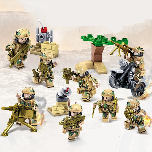 KAZI Wolf Military Army Field Team Soldiers Weapon Building Block Educational Toys, Age Range: 6 Years Old Above