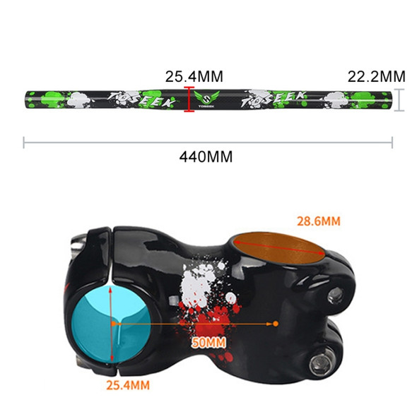 TOSEEK Carbon Fiber Children Balance Bike Handlebar, Size: 440mm (Green)
