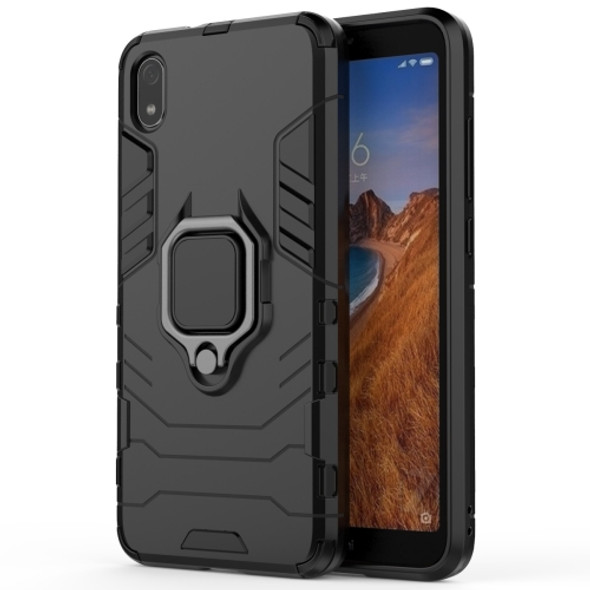 PC +TPU Shockproof Protective Case for Xiaomi Redmi 7A, with Magnetic Ring Holder (Black)
