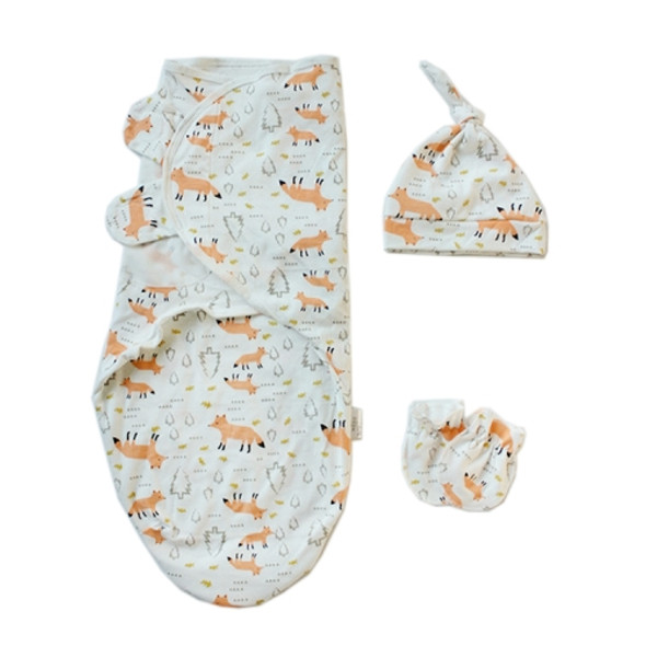 Spring  Summer Cotton Baby Infant Bags Towels Sleeping Bags Knitted Cloth Cap Set, Size:L (60x75 CM)(Fox)