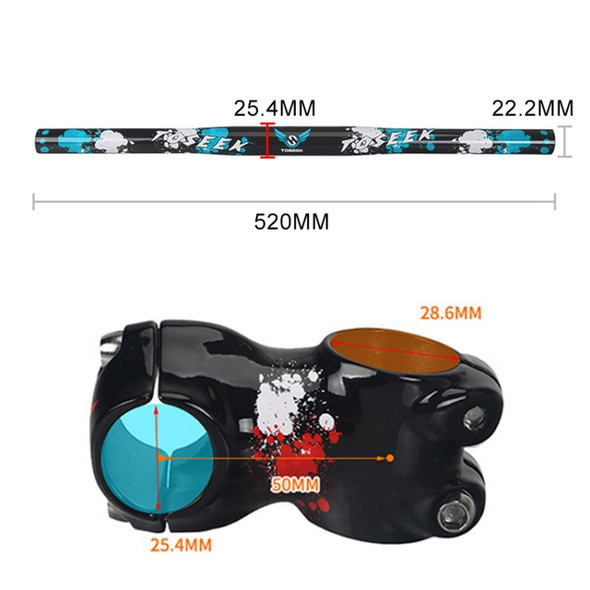 TOSEEK Carbon Fiber Children Balance Bike Handlebar, Size: 520mm (Blue)
