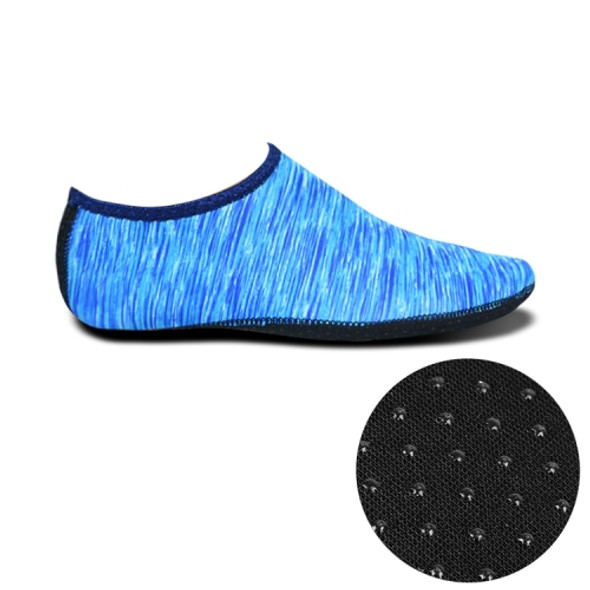Non-slip Plastic Grain Texture Thick Cloth Sole Printing Diving Shoes and Socks, One Pair, Size:M(Blue Lines)
