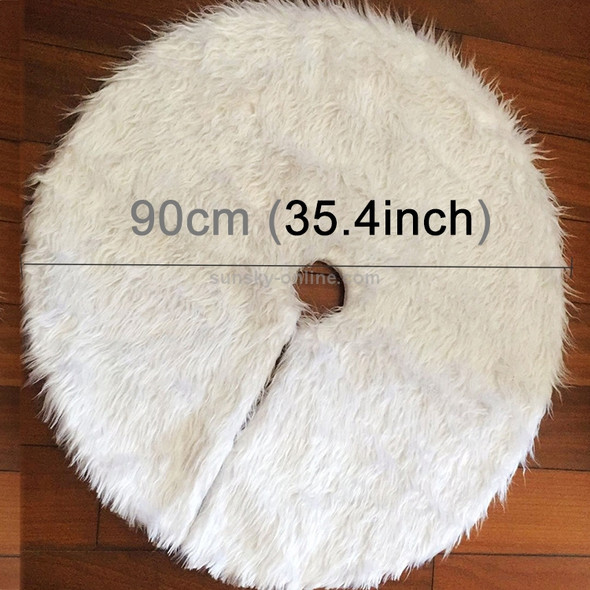 Christmas Tree Plush Skirt White Round Ornament Decoration, Diameter: 90cm