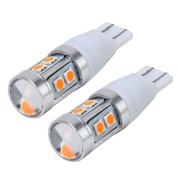 2 PCS T15 3W 240LM Car Clearance Lights Car Marker Light with 10 SMD-3030-LED Lamps, DC 12V(Yellow Light)