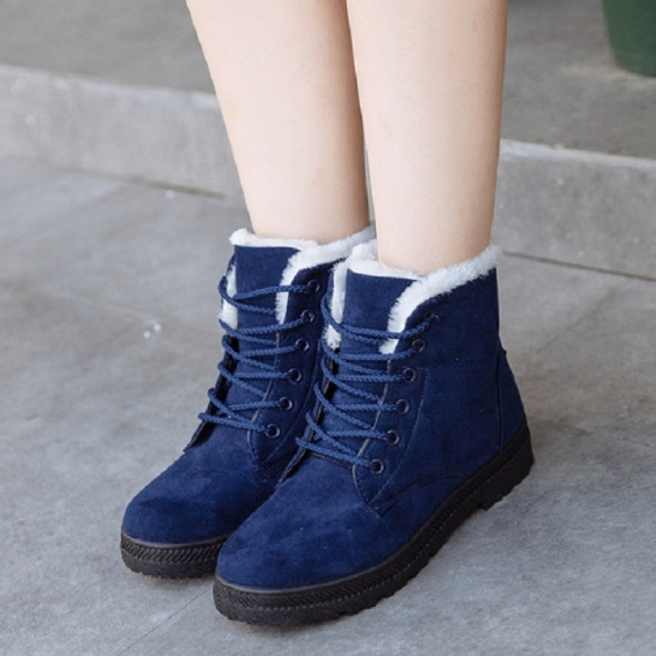 Ladies Cotton Shoes Plus Velvet Snow Boots, Size:36(Blue)