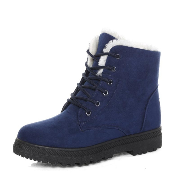 Ladies Cotton Shoes Plus Velvet Snow Boots, Size:36(Blue)