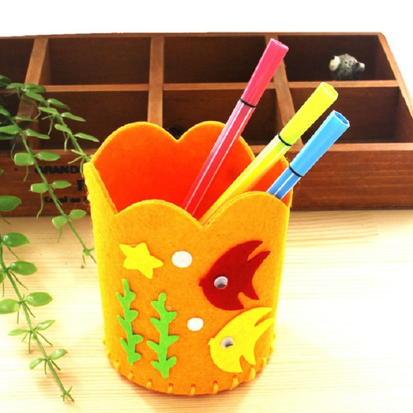 3 PCS Children Handmade Non-woven Fabric 3D Pen Container DIY Toy Baby Creative Toys(Round Orange)