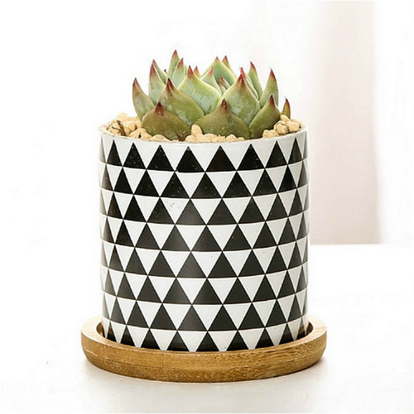 4 PCS Geometric Simple Straight Succulent Deramic Flower Pot(White and little Triangle)