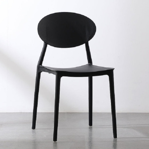 Plastic Chair Back Stool Modern Minimalist Home Dining Chair Computer Chair(Black)