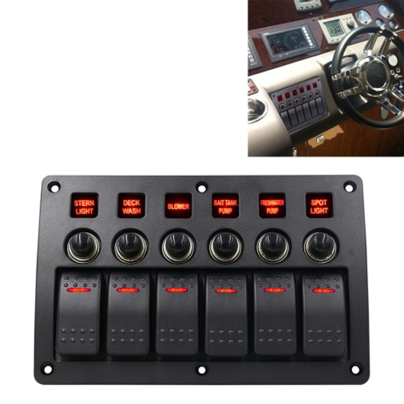 3Pin 6 Way Switches Combination Switch Panel with Light and Projector Lens for Car RV Marine Boat