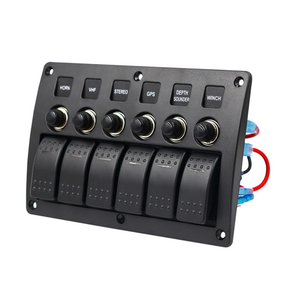 3Pin 6 Way Switches Combination Switch Panel with Light and Projector Lens for Car RV Marine Boat