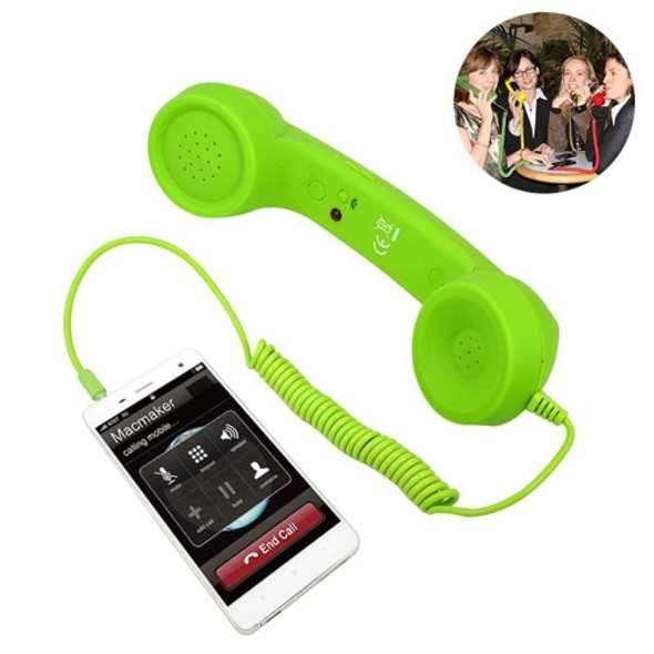 3.5mm Plug Mic Retro Telephone Anti-radiation Cell Phone Handset Receiver(Green)