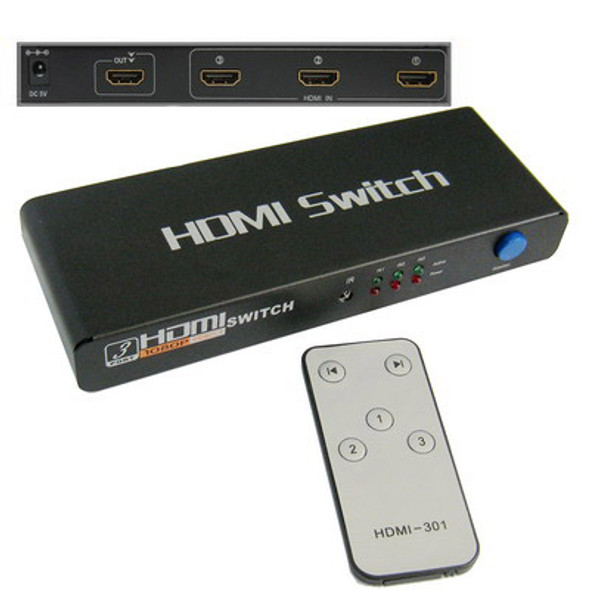 3 Ports 1080P HDMI Switch, 1.3 Version, Support HD TV / Xbox 360 / PS3 etc(Black)