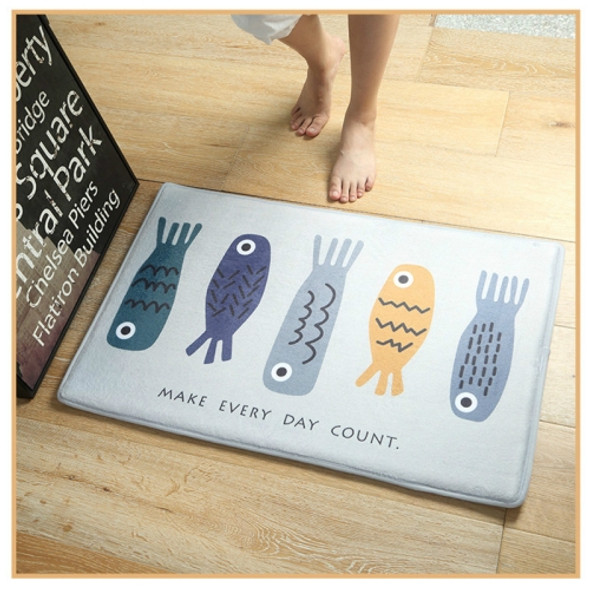 Cartoon Flannel Carpet Land Pad Household Kitchen Shower Room Non-slip Cushion Bedroom Strip Door Mat, Size:40x60cm(Wooden Fish )