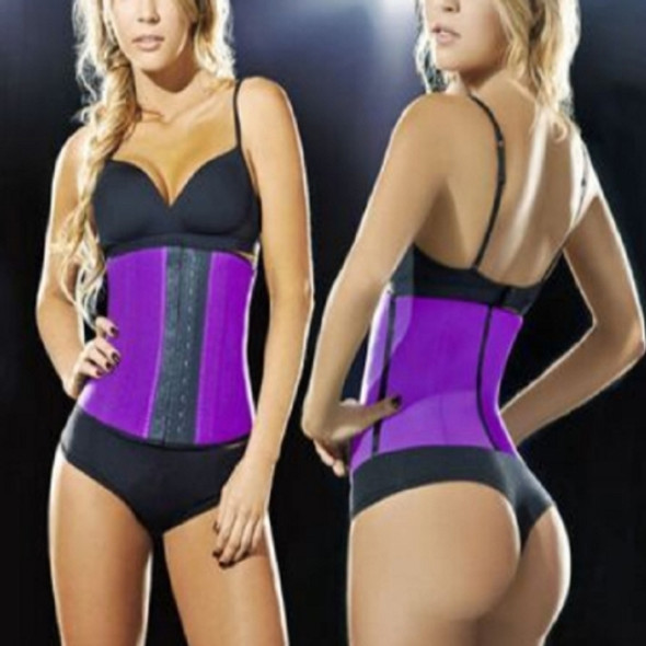 Lady Elastic Latex Steel Bone Buckle Toning Body Lifting Hips Slimming Waist Belt, Size: M(Purple)