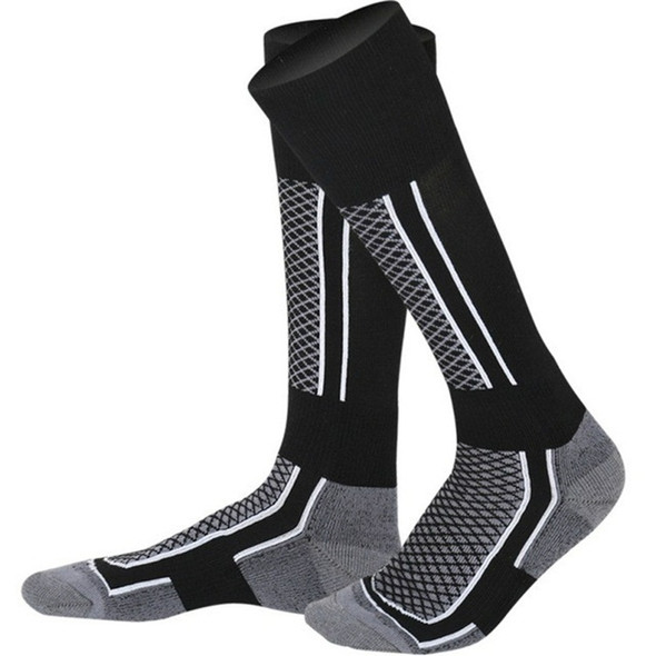 Winter Men Woman Thermal Ski Socks Thicken Cotton Warm Sports Socks Snowboarding Cycling Adult Skiing Hiking Socks Leg Warmer(Grey Black for Man)