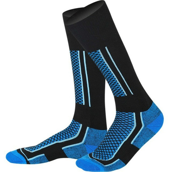 Winter Men Woman Thermal Ski Socks Thicken Cotton Warm Sports Socks Snowboarding Cycling Adult Skiing Hiking Socks Leg Warmer(Blue Black for Man)