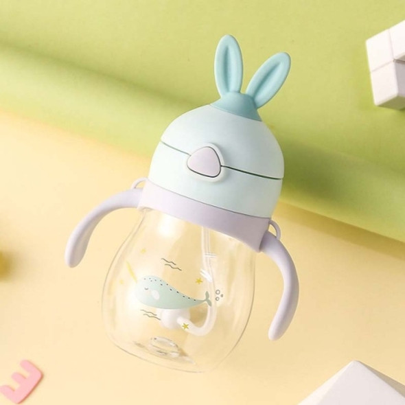 Cute Rabbit Ears Children Mouth Drinking Bottle Learning Drinking Cups Fall-resistant Anti-flatulence Children Cups(Green)