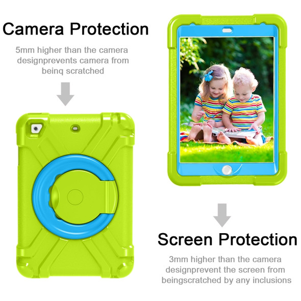 For iPad MINI1/2/3 EVA + PC Flat Protective Shell with 360 ° Rotating Bracket(Grass Green+Blue)