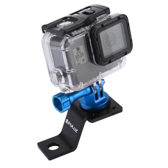 PULUZ Aluminum Alloy Motorcycle Fixed Holder Mount with Tripod Adapter & Screw for GoPro HERO8 Black / Max / HERO7, DJI OSMO Action, Xiaoyi and Other Action Cameras(Blue)