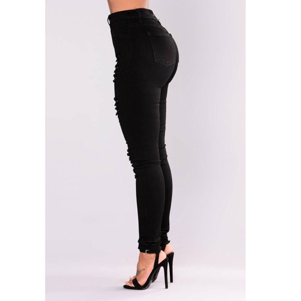 Sexy Fashion Stretch Small Pencil Pencil Pants Hips Jeans (Color:Black Size:XS)