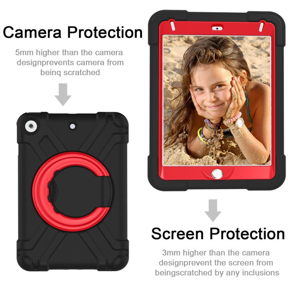 For iPad MINI 4/5 EVA + PC Flat Protective Shell with 360 ° Rotating Bracket(Black+Red)