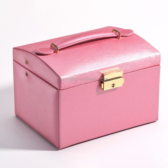 Simple Portable Jewelry Box Earrings Ring Storage Consolidation Box with Drawers, Size : 17.5 x 14 x 13cm(Rose Red)