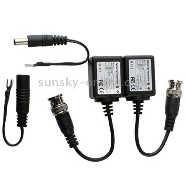 2 PCS Passive Balun Twisted Pair Transceiver(Black)